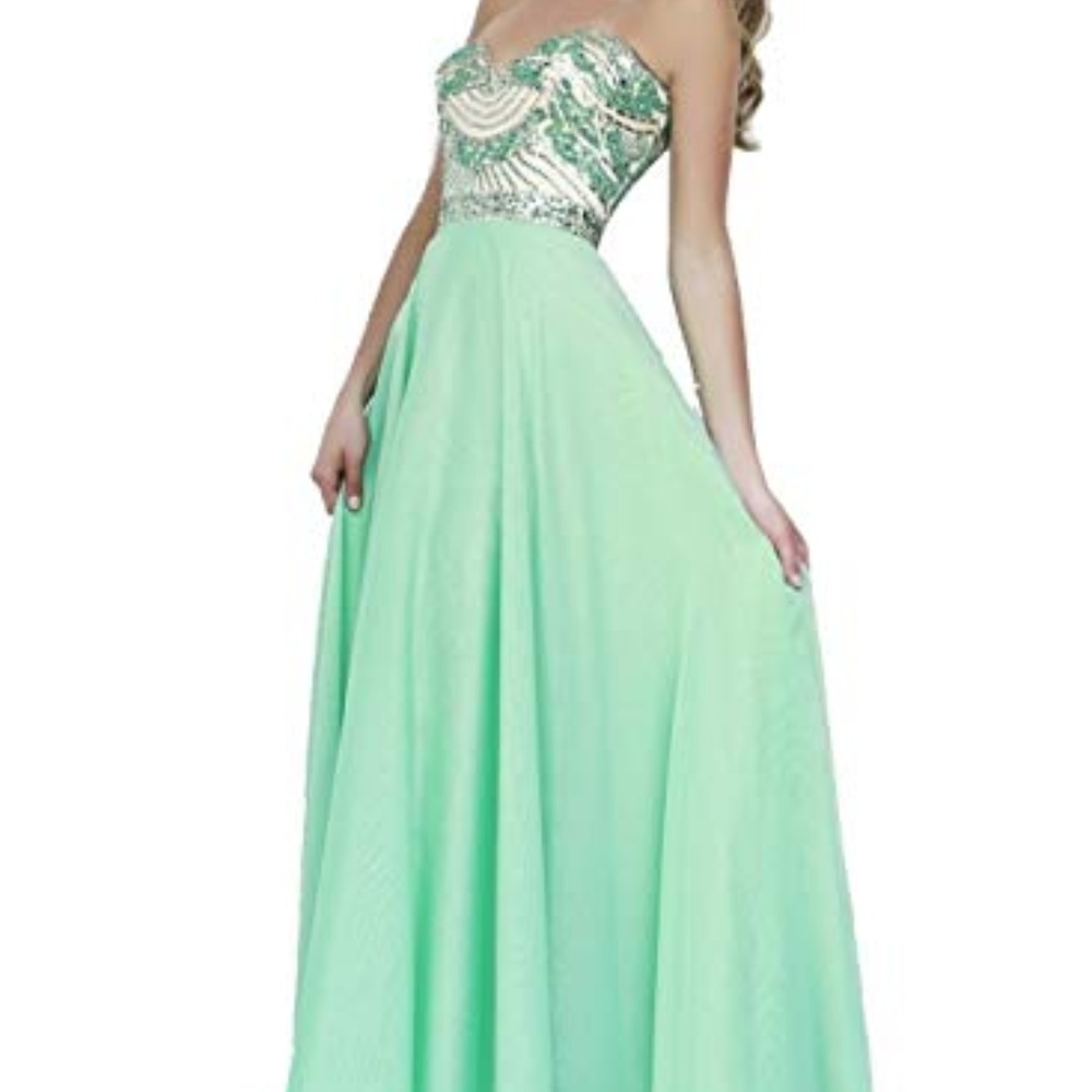 Strapless Light Green Sherri Hill Gown